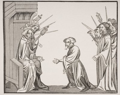 Charlemagne Receiving the Oath of Fidelity and Honour from One of His Great Feudatories or High Barons, Facsimile of a 14th Century Miniature in the 
